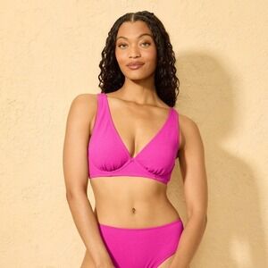 Women's Shade & Shore Pink Plunge Underwire Bikini Top 36C New With Tags
